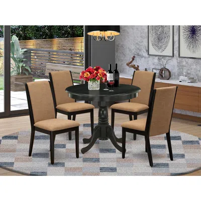 East West Furniture Dining Room Set Wirebrushed Black, Anla5-abk-47 In Multi