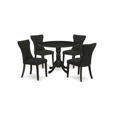 East West Furniture Dining Room Set Wirebrushed Black, Dlga5-abk-24