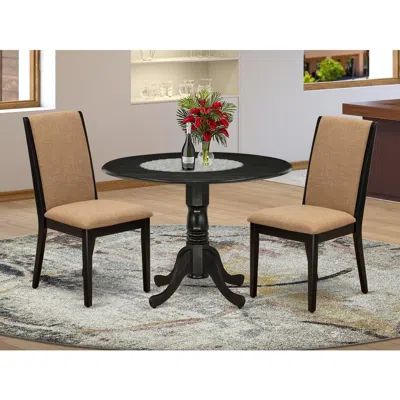 East West Furniture Dining Room Set Wirebrushed Black, Dlla3-abk-47
