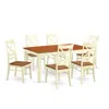 East West Furniture Dining Room Sets For 6 -kitchen Dinette Table And 6 Dining Chairs In Brown