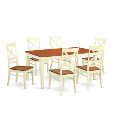 East West Furniture Dining Room Sets For 6 -kitchen Dinette Table And 6 Dining Chairs In Brown