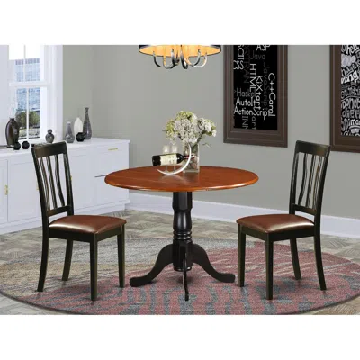 East West Furniture Dining Set - 3 Pcs With 2 Wood Chairs