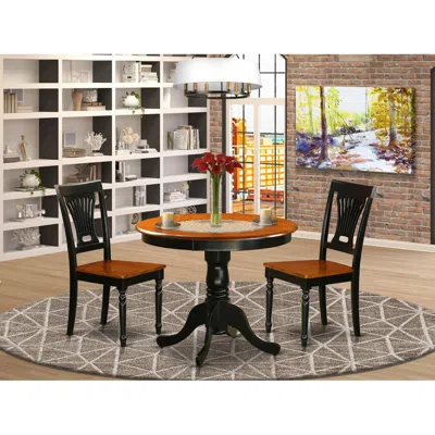 East West Furniture Dining Set - 3 Pcs With 2 Wooden Chairs