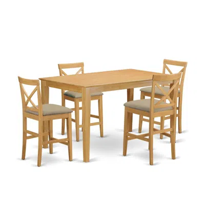 East West Furniture Dining Set, 36x60 Inch Table In Brown