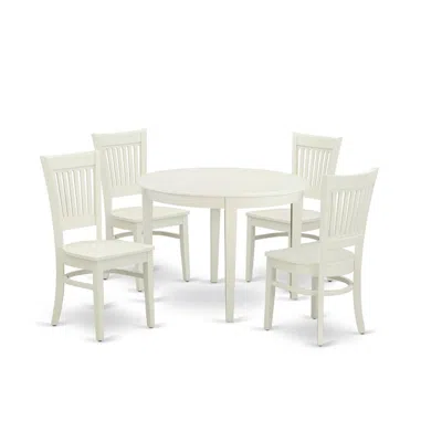 East West Furniture Dining Table- Dining Chairs, Bova5-lwh-w In Multi