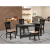 East West Furniture Dining Table- Dining Chairs, Duva5-blk-c