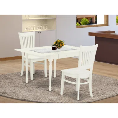 East West Furniture Dining Table- Dining Chairs, Mzva3-lwh-w