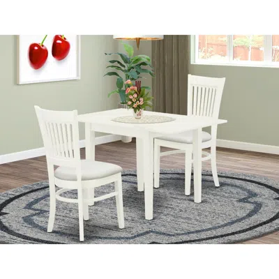 East West Furniture Dining Table- Dining Chairs, Ndva3-lwh-c In White