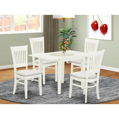 East West Furniture Dining Table- Dining Chairs, Ndva5-lwh-c In White