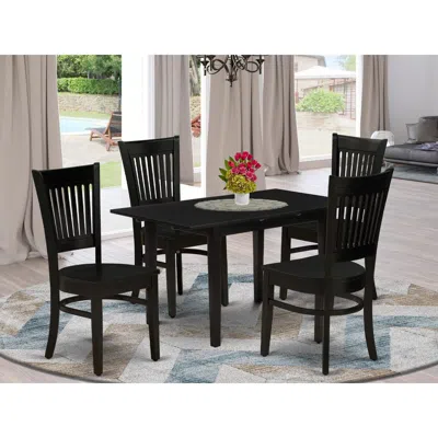 East West Furniture Dining Table- Dining Chairs, Nfva5-blk-w