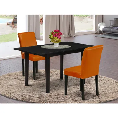 East West Furniture Dining Table- Dining Chairs, Noab3-blk-61