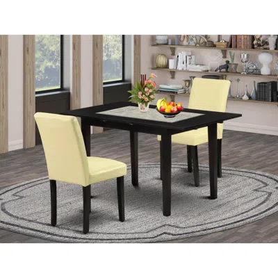 East West Furniture Dining Table- Dining Chairs, Noab3-blk-73 In Brown