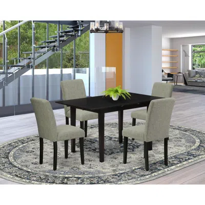 East West Furniture Dining Table- Dining Chairs, Noab5-blk-06 In Blue
