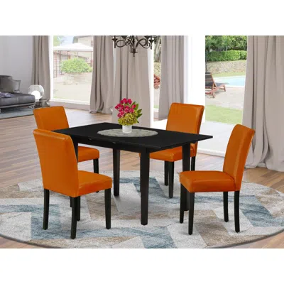 East West Furniture Dining Table- Dining Chairs, Noab5-blk-61