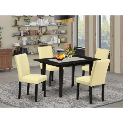 East West Furniture Dining Table- Dining Chairs, Noab5-blk-73 In Black