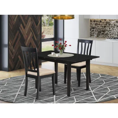 East West Furniture Dining Table- Dining Chairs, Noan3-blk-c In Black