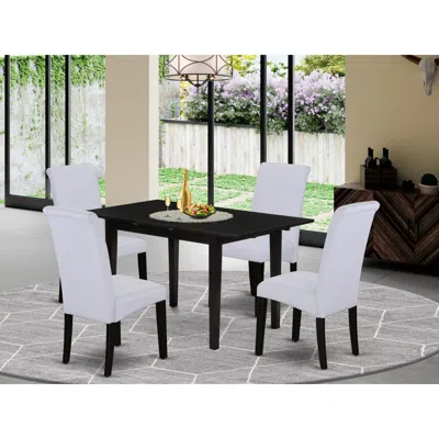 East West Furniture Dining Table- Dining Chairs, Noba5-blk-05 In Blue