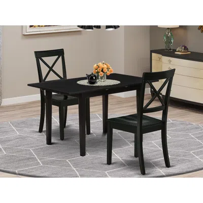 East West Furniture Dining Table- Dining Chairs, Nobo3-blk-w