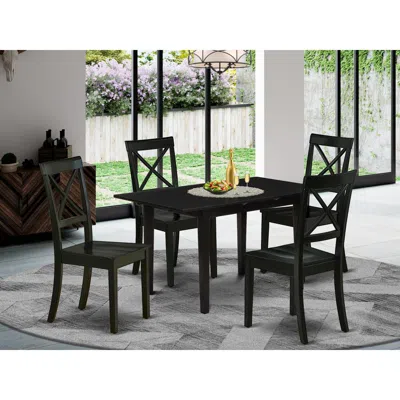 East West Furniture Dining Table- Dining Chairs, Nobo5-blk-w In Brown