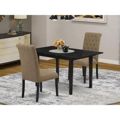 East West Furniture Dining Table- Dining Chairs, Nobr3-blk-17