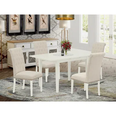 East West Furniture Dining Table- Dining Chairs, Nobr5-lwh-02 In Neutral