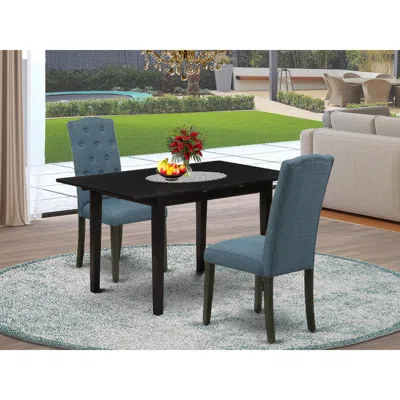 East West Furniture Dining Table- Dining Chairs, Noce3-blk-21 In Brown