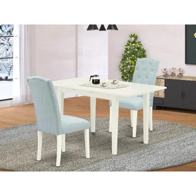 East West Furniture Dining Table- Dining Chairs, Noce3-lwh-15 In Blue