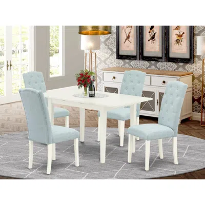 East West Furniture Dining Table- Dining Chairs, Noce5-lwh-15 In Blue
