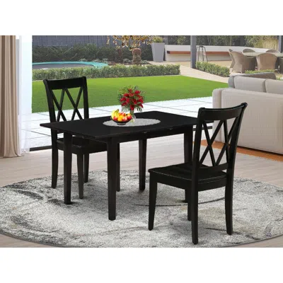 East West Furniture Dining Table- Dining Chairs, Nocl3-blk-w In Black