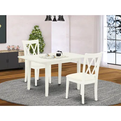 East West Furniture Dining Table- Dining Chairs, Nocl3-lwh-c In White