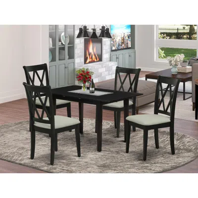 East West Furniture Dining Table- Dining Chairs, Nocl5-blk-c In Black