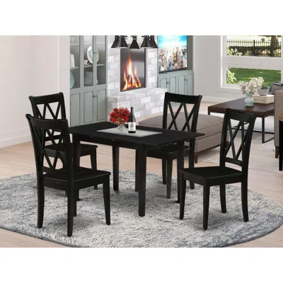 East West Furniture Dining Table- Dining Chairs, Nocl5-blk-w