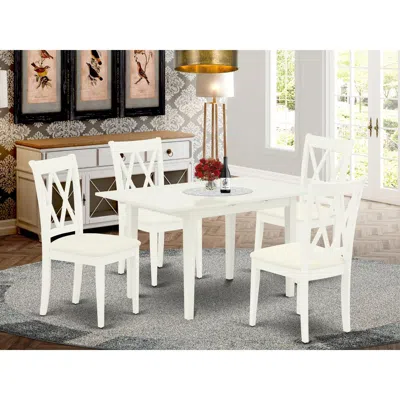 East West Furniture Dining Table- Dining Chairs, Nocl5-lwh-c In White