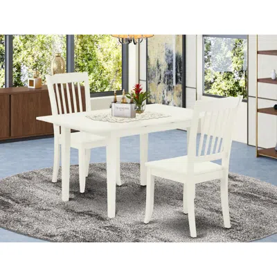 East West Furniture Dining Table- Dining Chairs, Noda3-lwh-w In Brown
