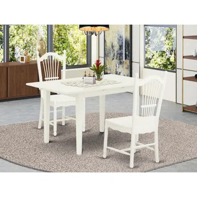 East West Furniture Dining Table- Dining Chairs, Nodo3-lwh-w In White
