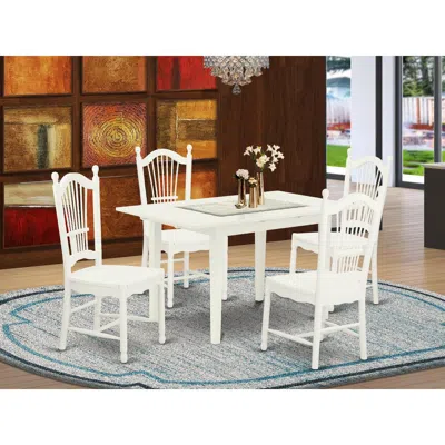 East West Furniture Dining Table- Dining Chairs, Nodo5-lwh-w In White