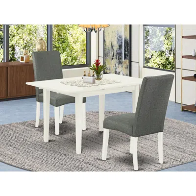 East West Furniture Dining Table- Dining Chairs, Nodr3-lwh-07 In Gray
