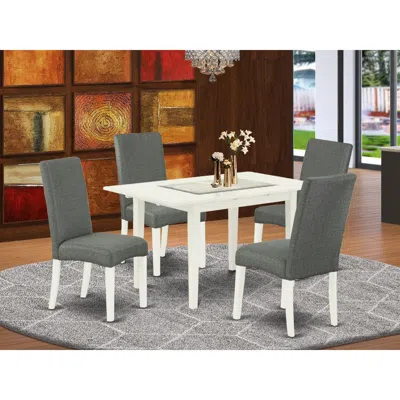 East West Furniture Dining Table- Dining Chairs, Nodr5-lwh-07 In Blue