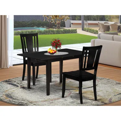 East West Furniture Dining Table- Dining Chairs, Nodu3-blk-w In Black