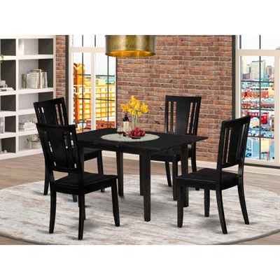 East West Furniture Dining Table- Dining Chairs, Nodu5-blk-w In Black