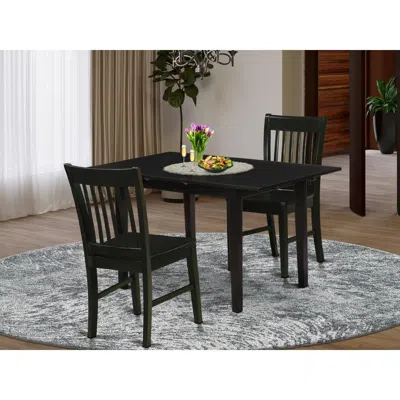 East West Furniture Dining Table- Dining Chairs, Nofk3-blk-w