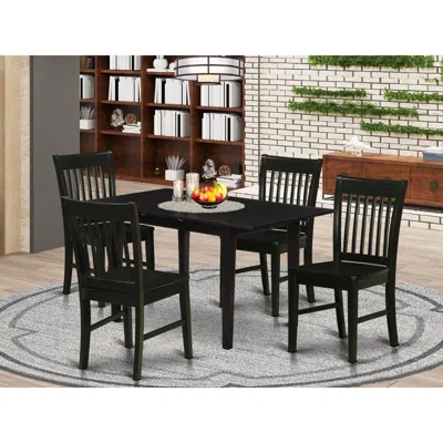 East West Furniture Dining Table- Dining Chairs, Nofk5-blk-w