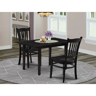 East West Furniture Dining Table- Dining Chairs, Nogr3-blk-w In Black