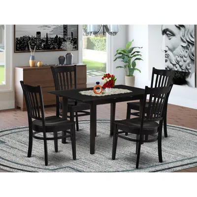East West Furniture Dining Table- Dining Chairs, Nogr5-blk-w In Blue