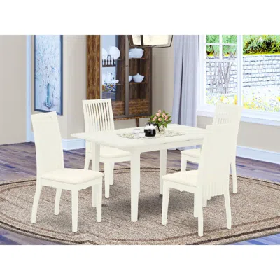 East West Furniture Dining Table- Dining Chairs, Noip5-lwh-c In White