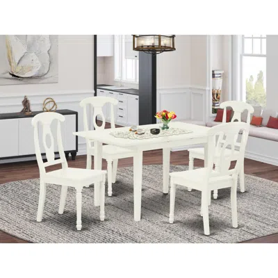 East West Furniture Dining Table- Dining Chairs, Noke5-lwh-w In Multi