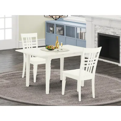 East West Furniture Dining Table- Dining Chairs, Nolg3-lwh-w In White