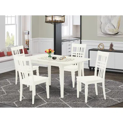 East West Furniture Dining Table- Dining Chairs, Nolg5-lwh-w