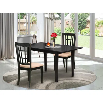 East West Furniture Dining Table- Dining Chairs, Noni3-blk-c In Black