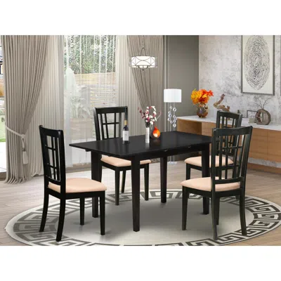 East West Furniture Dining Table- Dining Chairs, Noni5-blk-c